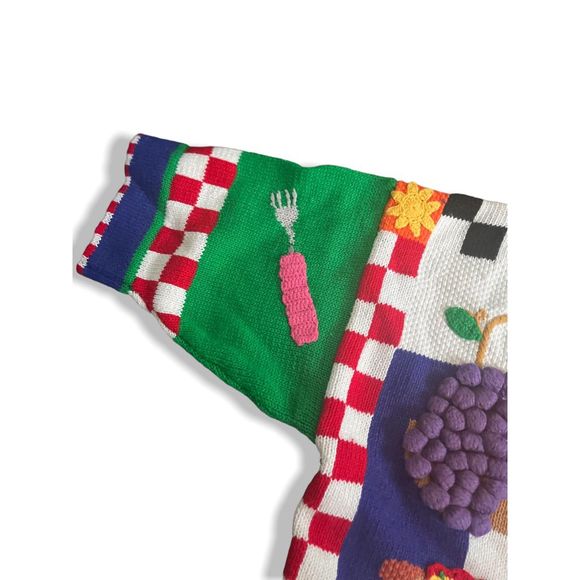 🔥insane🔥 Vintage Colorful BETEKZ 3/4 Sleeved Cardigan Picnic Themed - Picture 12 of 15